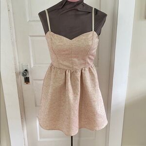 Talula Gold Pink Fit and Flare Shimmery Party Tank‎ Dress 4